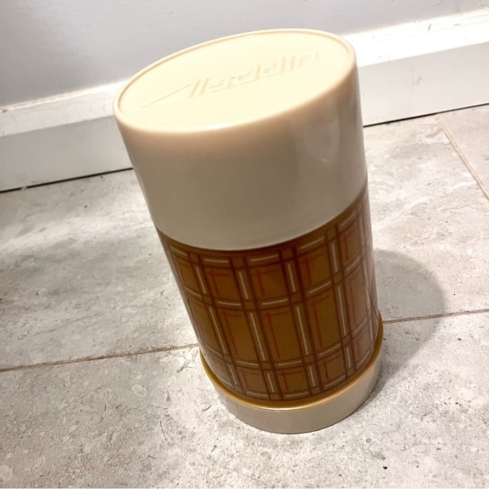 3/25$💥 Vintage Aladdin Thermos Brown Plaid soup mug 10 oz insulated camping